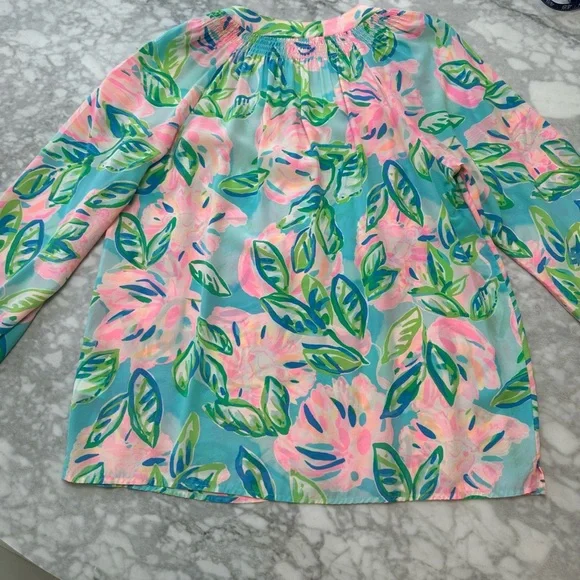 Lilly Pulitzer Silk Elsa Blouse Sz L - Picture 8 of 8
